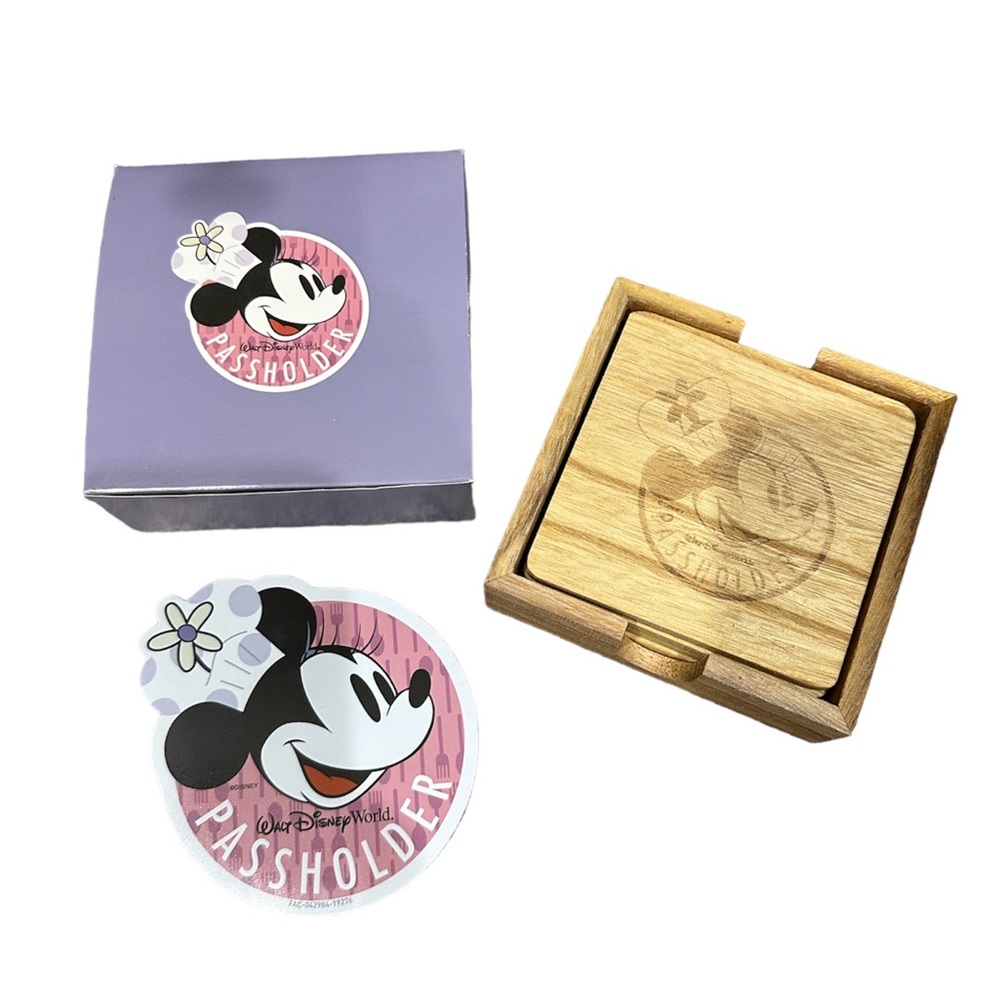 Disney Passholder Coaster & Magnet Wooden Set 2019 Food & Wine Festival BrandNew